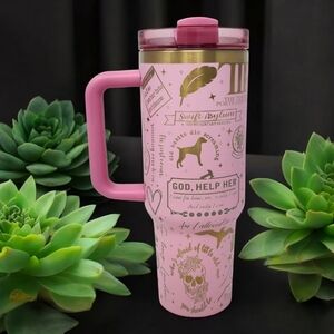 40oz Pink and Gold Laser Engraved Tumbler
